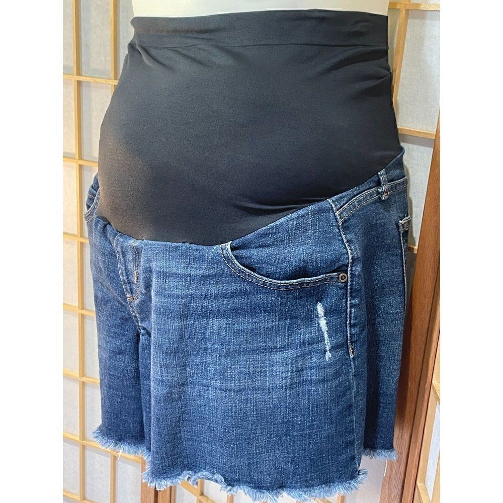 Sonoma Size 16 Maternity Denim Shorts Frayed Hem Stretch Jean Shorts